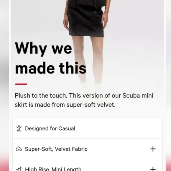 NWT Lululemon Scuba HR Mini Skirt Special Edition Black Velvet SZ .L - Picture 4 of 5